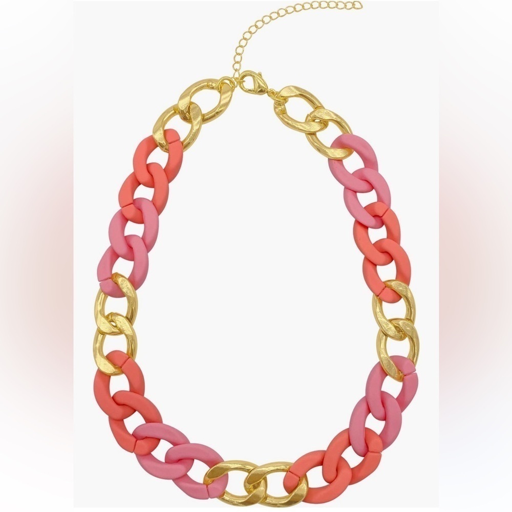 New ADORNIA Pink Curb Chain Necklace